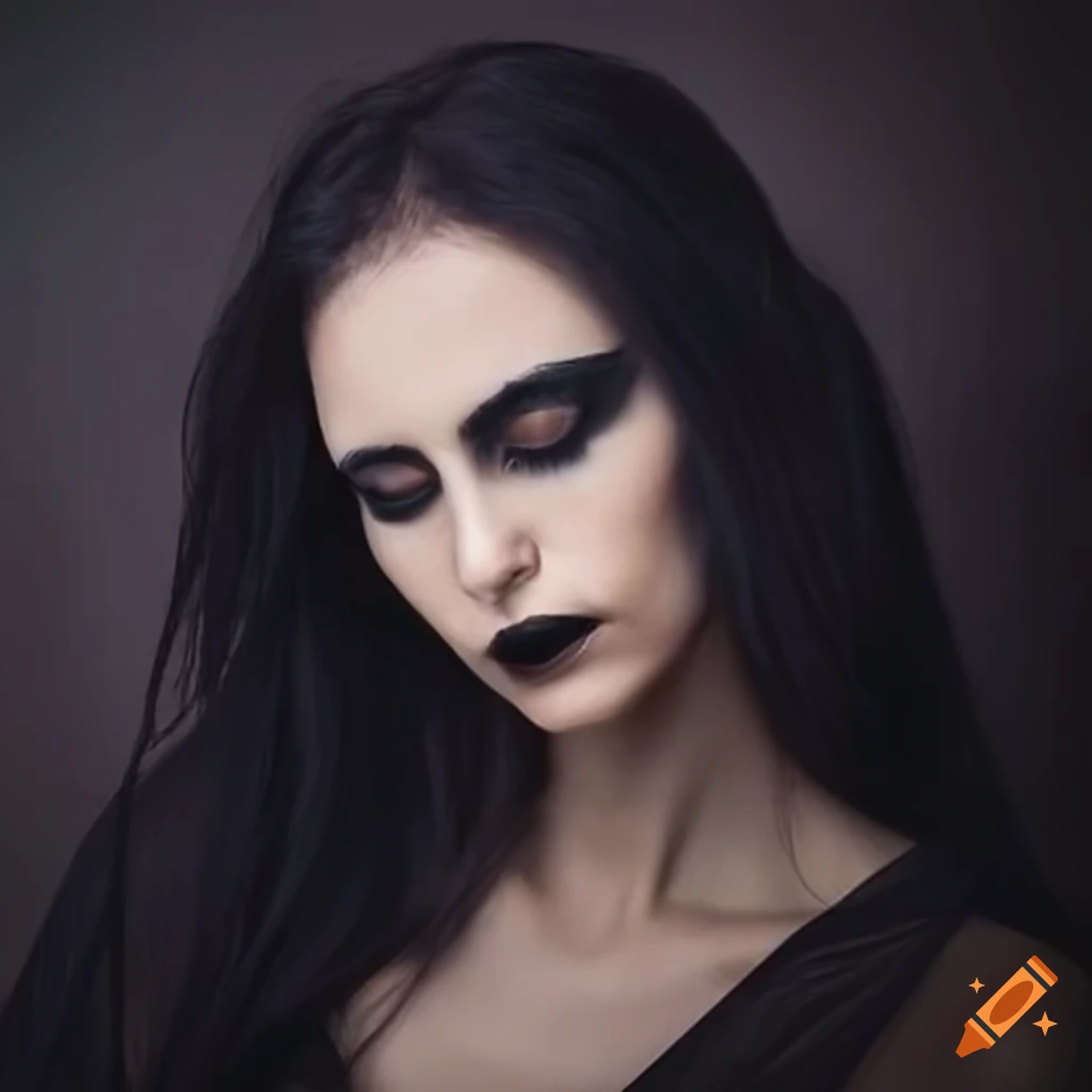 Dark haired witch with eyes closed in a mystical portrait