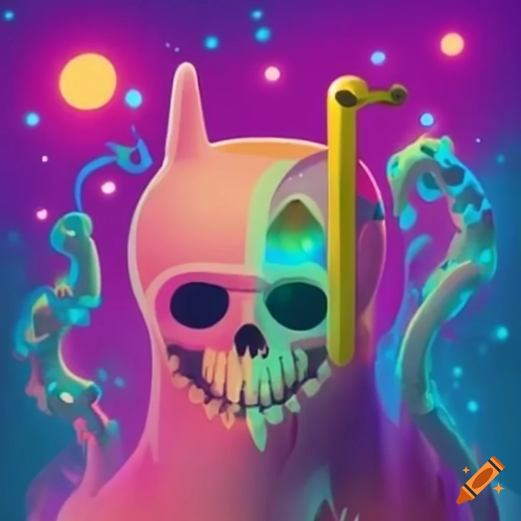 Adventure Time Finn's skull with a magical aura
