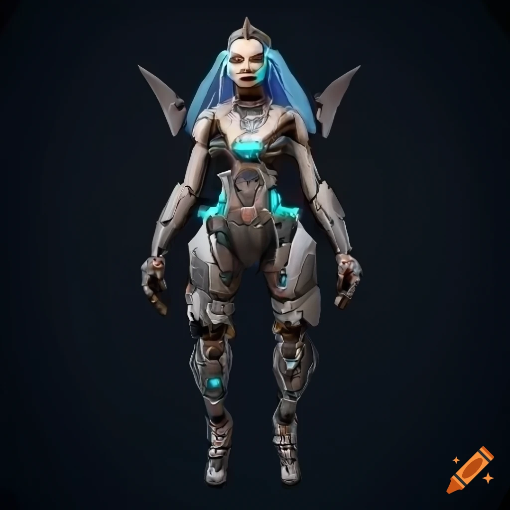 Stylized Arcane Cyborg Shark Valkyrie Render