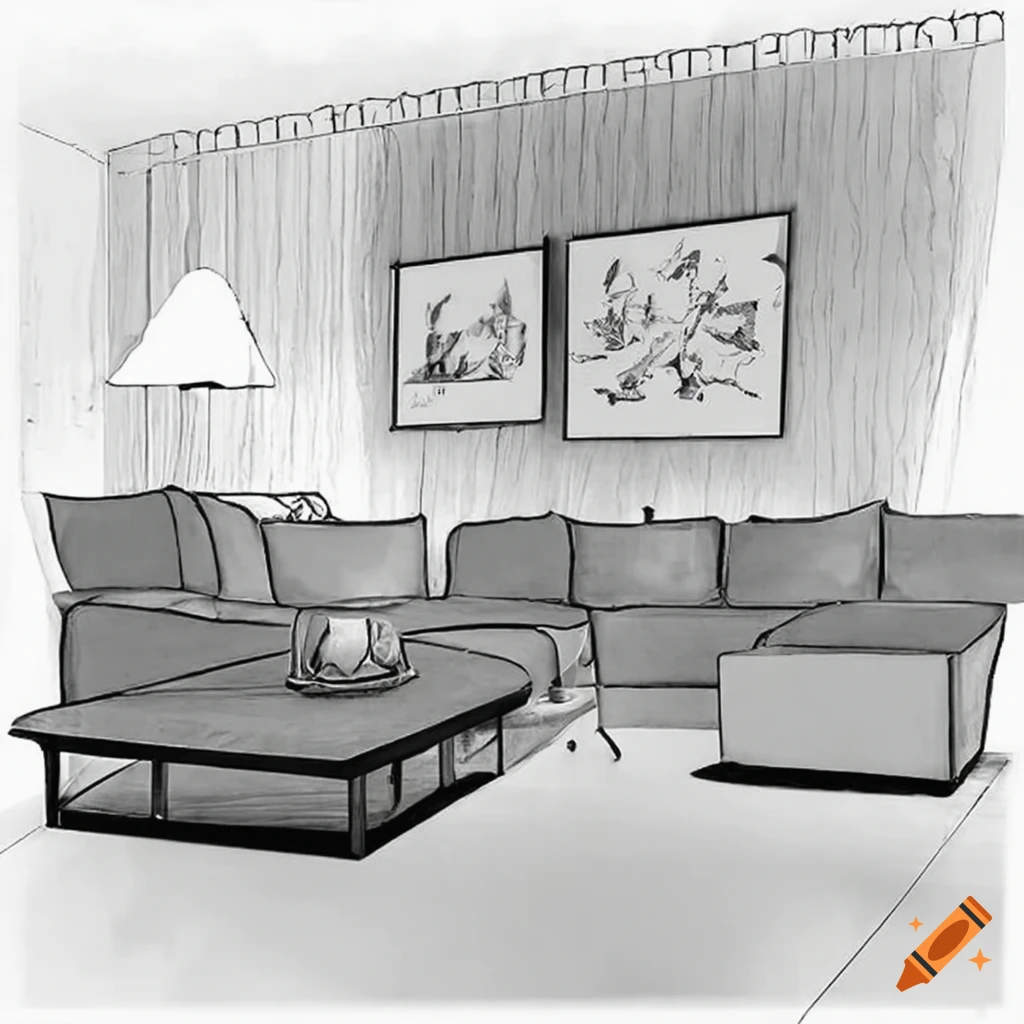 Modern living room with a dominant solid wooden table