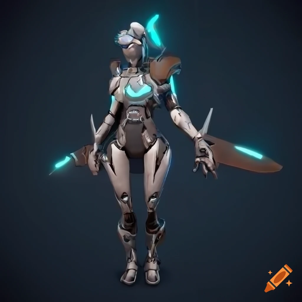 Stylized Arcane Cyborg Shark Valkyrie Render