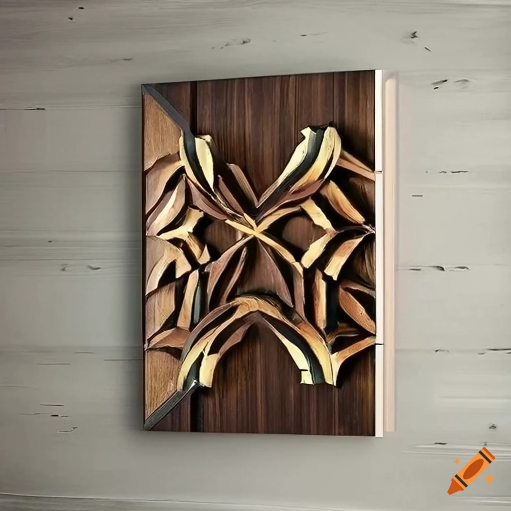 Luxurious wall art crafted from black walnut wood with intricate carvings