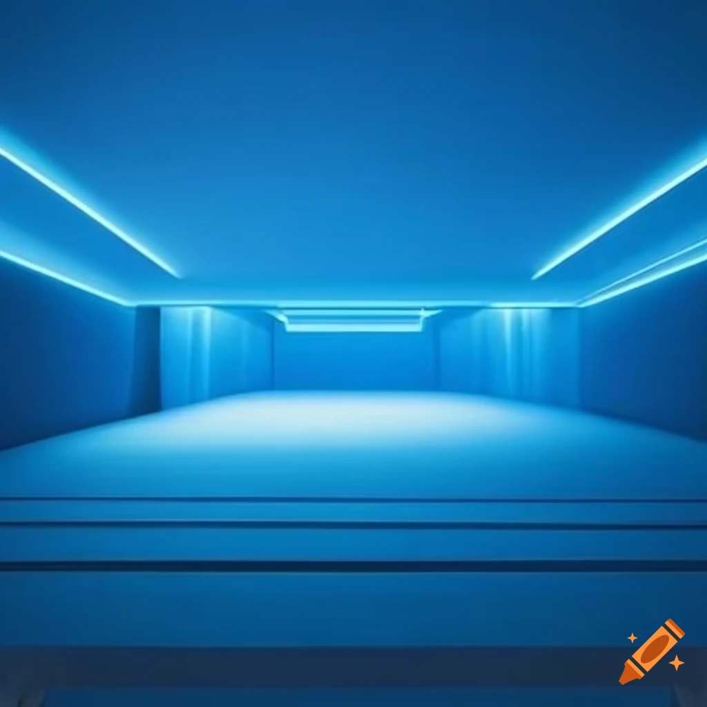 Blue light suspended floor with a background glow