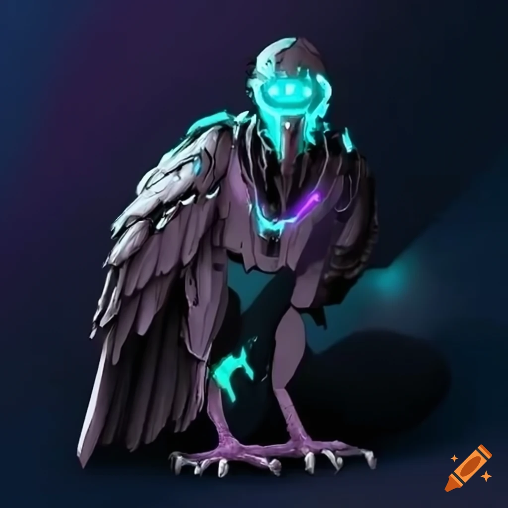 Runic cyborg vulture