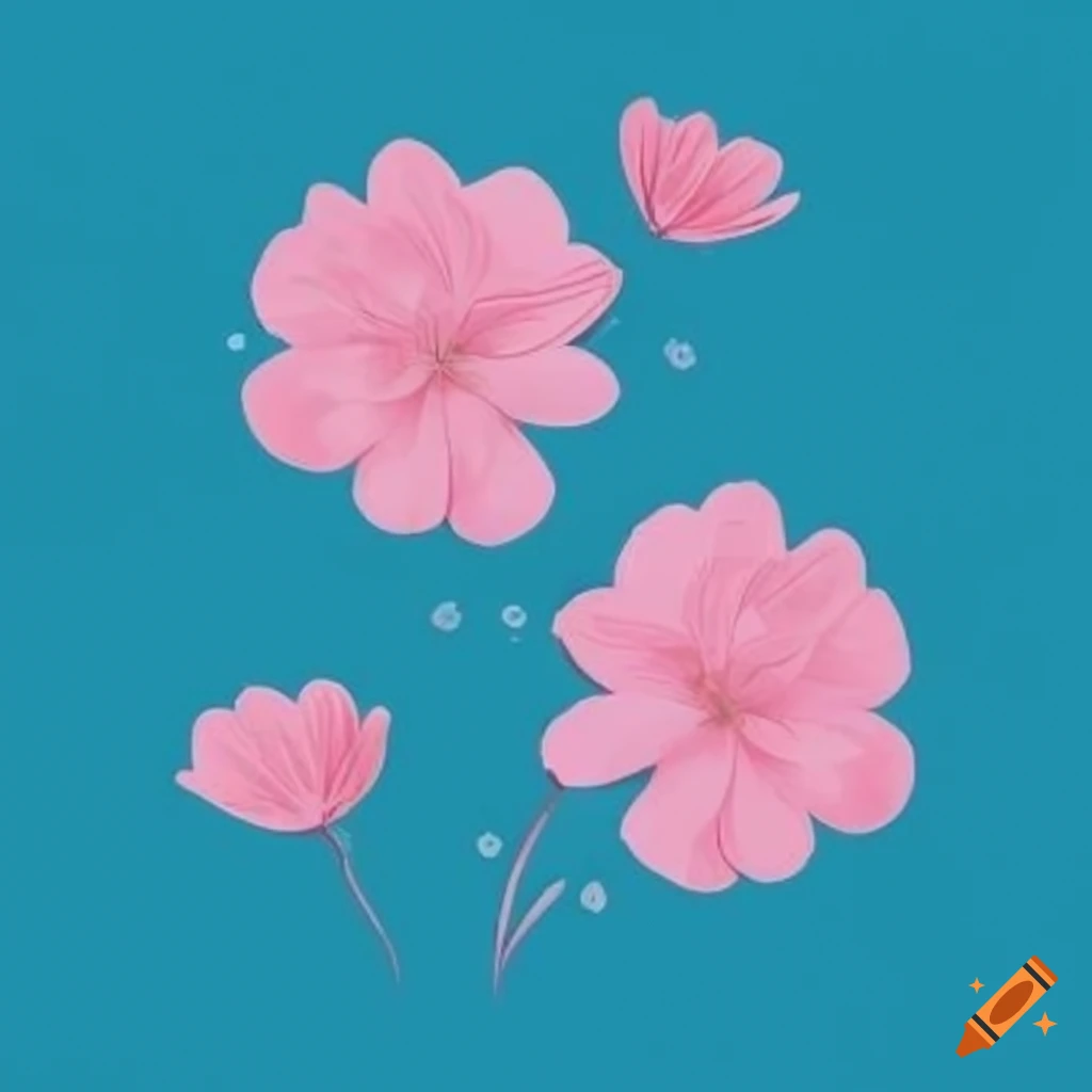 Patrones florales con flores rosas dispersas sobre un fondo celeste