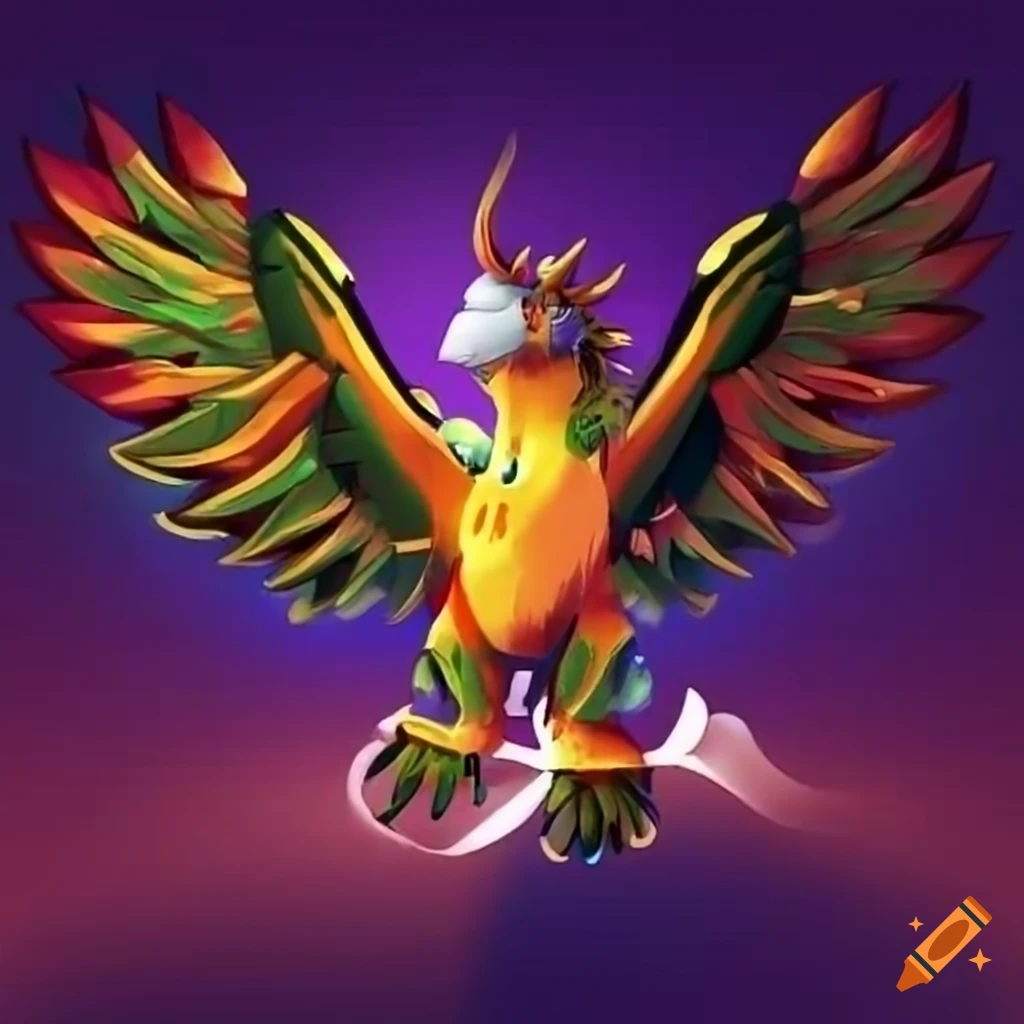 Mascot design for "The Big Shots of Funkyrola" team based on a phoenix