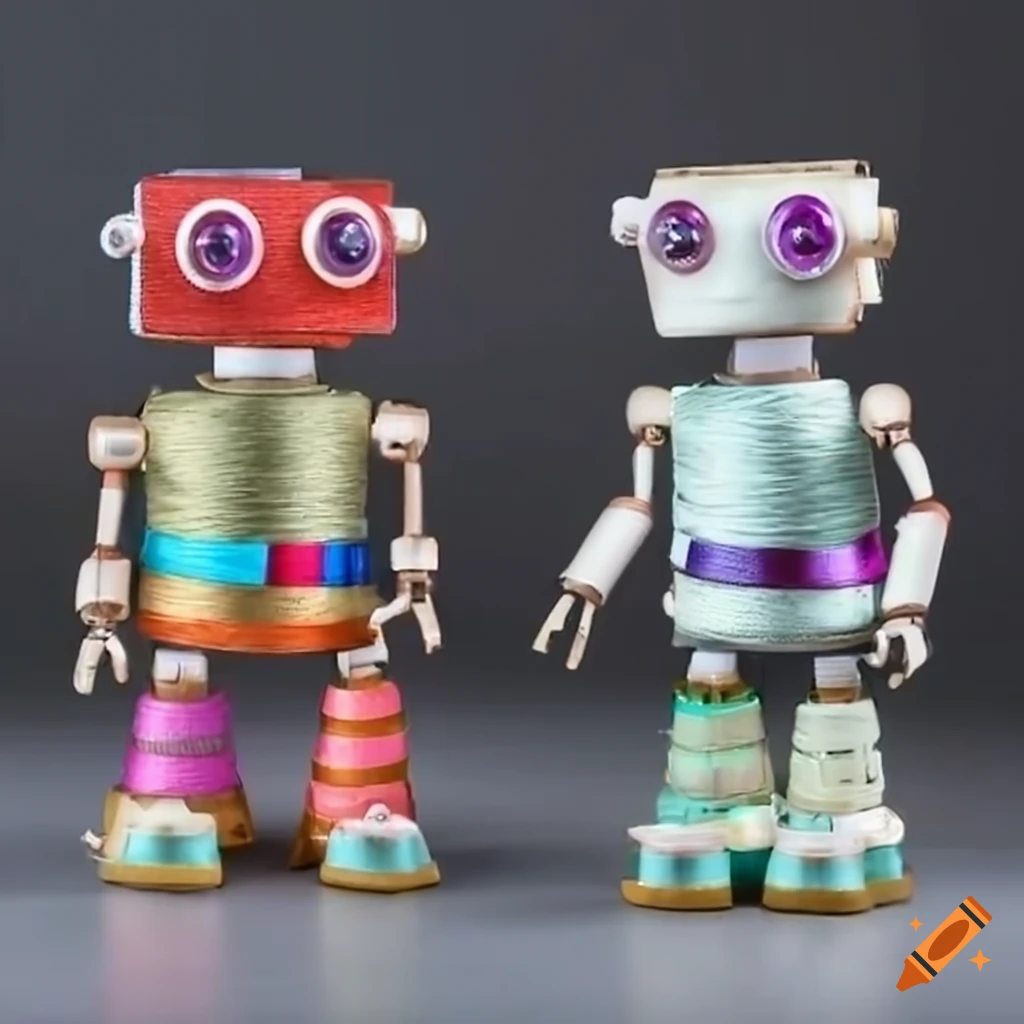 Robot with spools of sewing thread