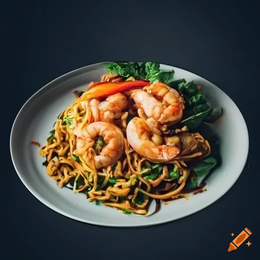 Traditional Thai Pad Thai with shrimp, eggs, bean sprouts, and peanuts