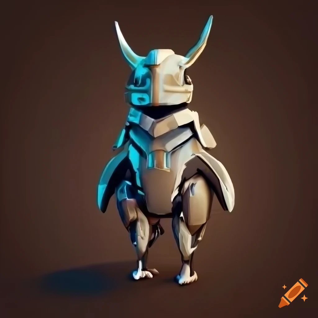 Cybernetic penguin armor with intricate design