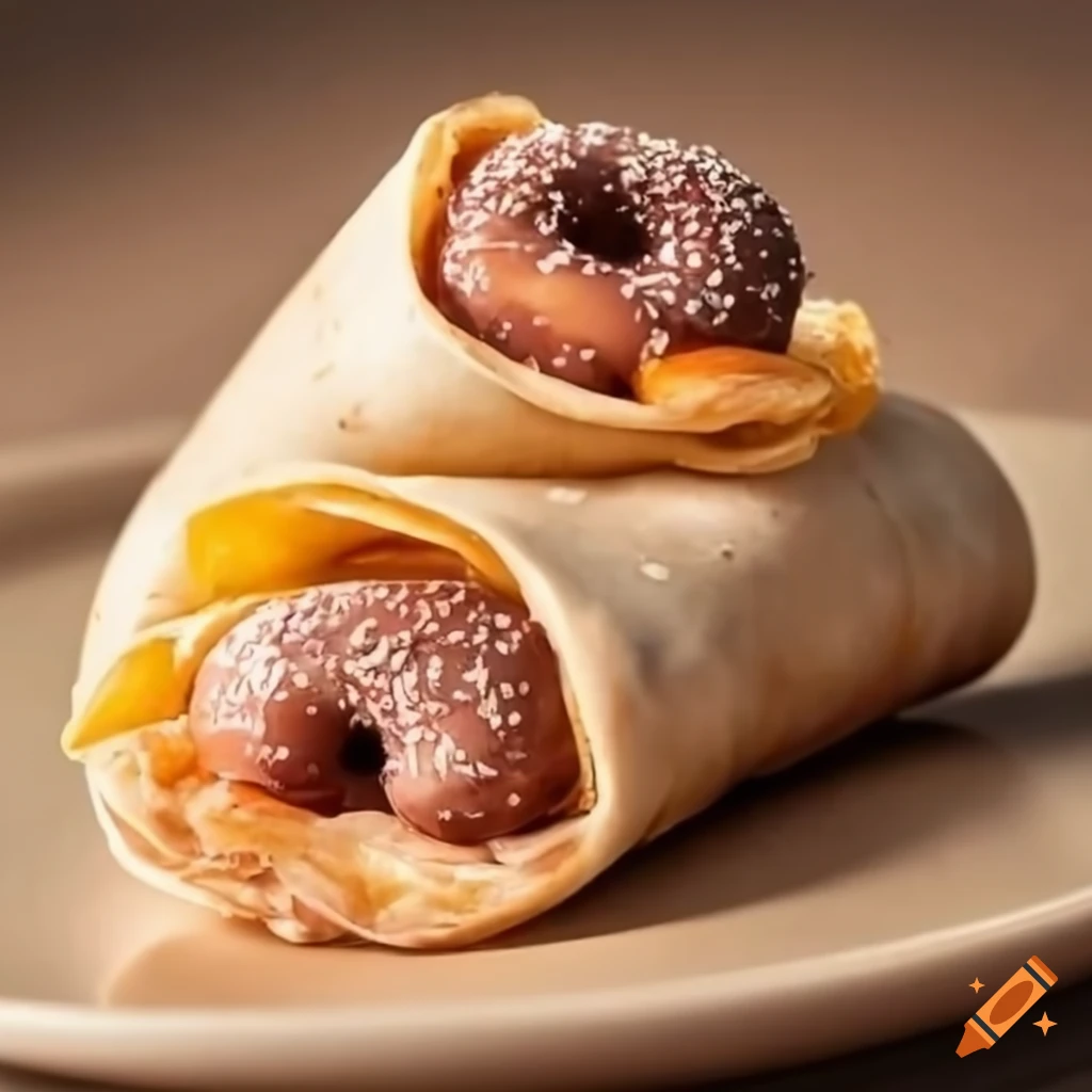 Delicious burrito made with a crepe and donut holes