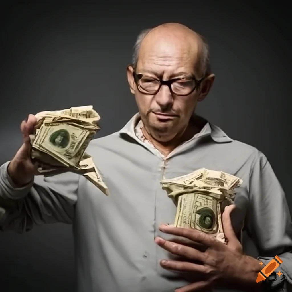 Man holding an empty moneybag