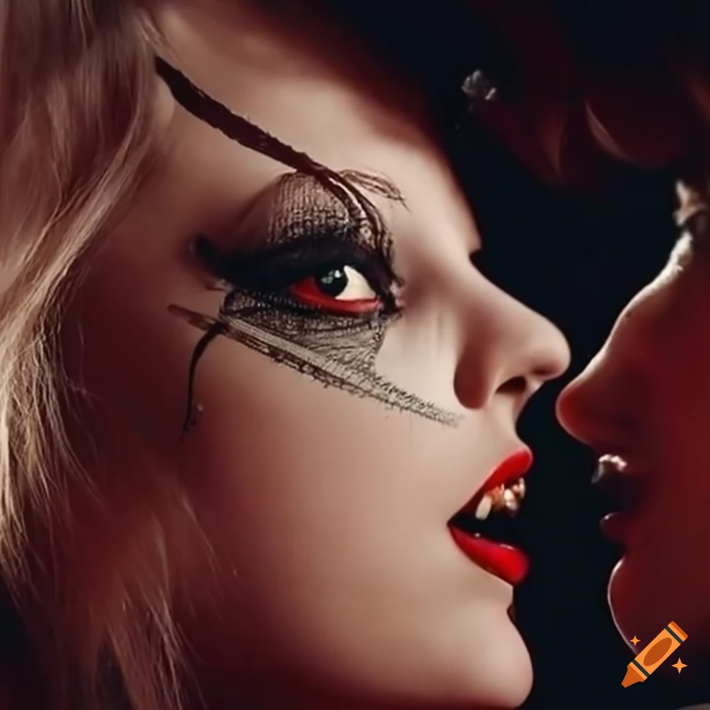 Fantasy portrayal of a vampire duo with Taylor Swift and a vampire king