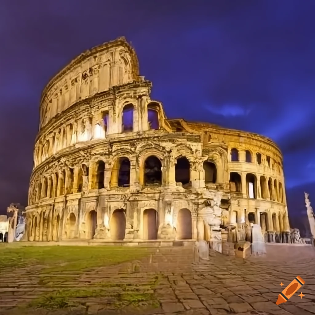 Roman imperator in front of an ancient building