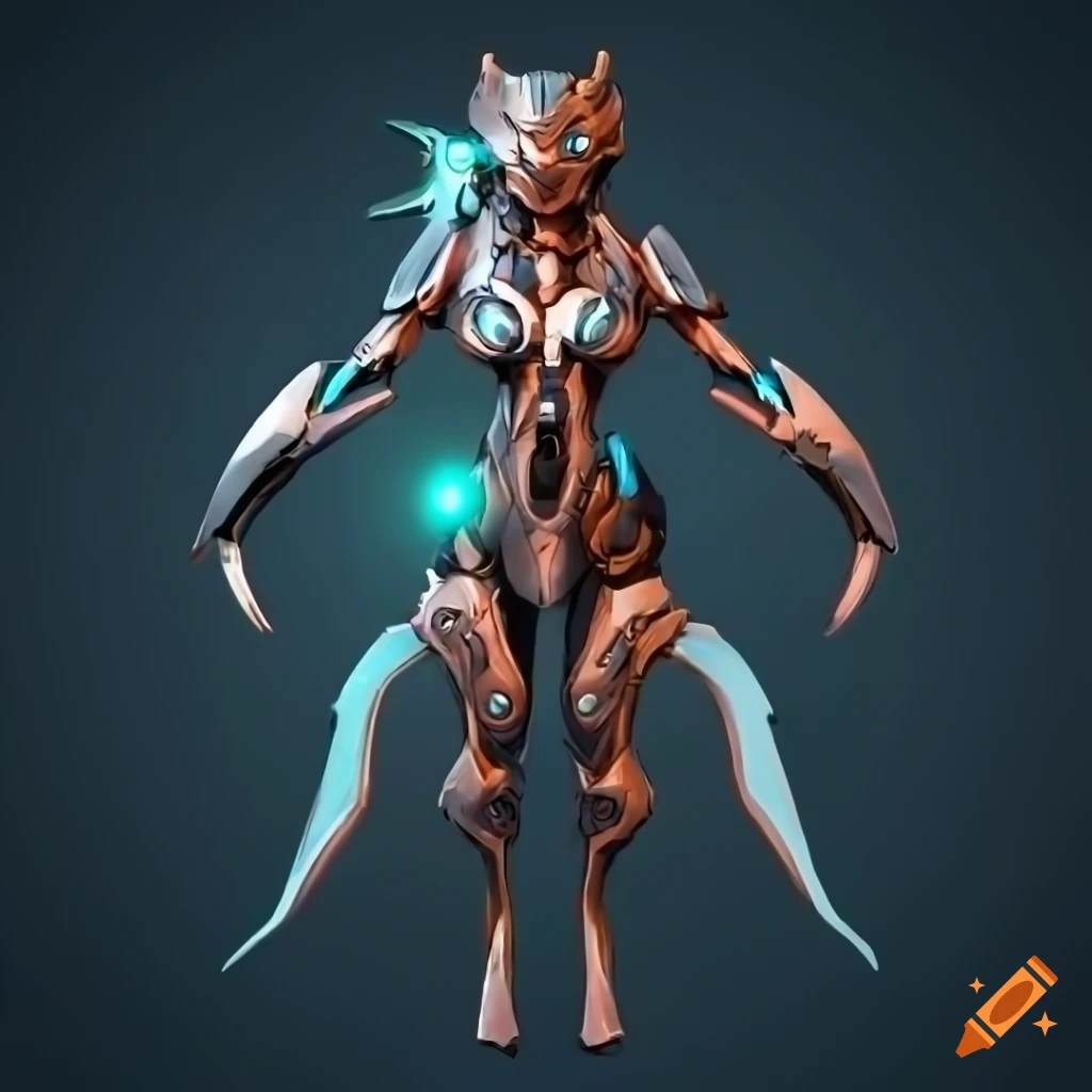 Stylized Cyborg Shark Valkyrie in a futuristic setting