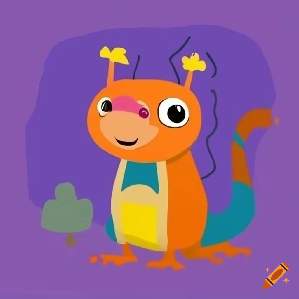 Stylized and charming animal character in Aaron Trevor illustration style for kids' TV program