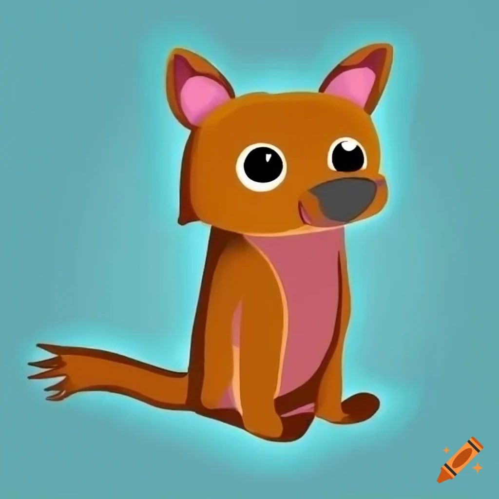 Stylized, charming, innocent-looking animal character for kids' TV program in Aaron Trevor style