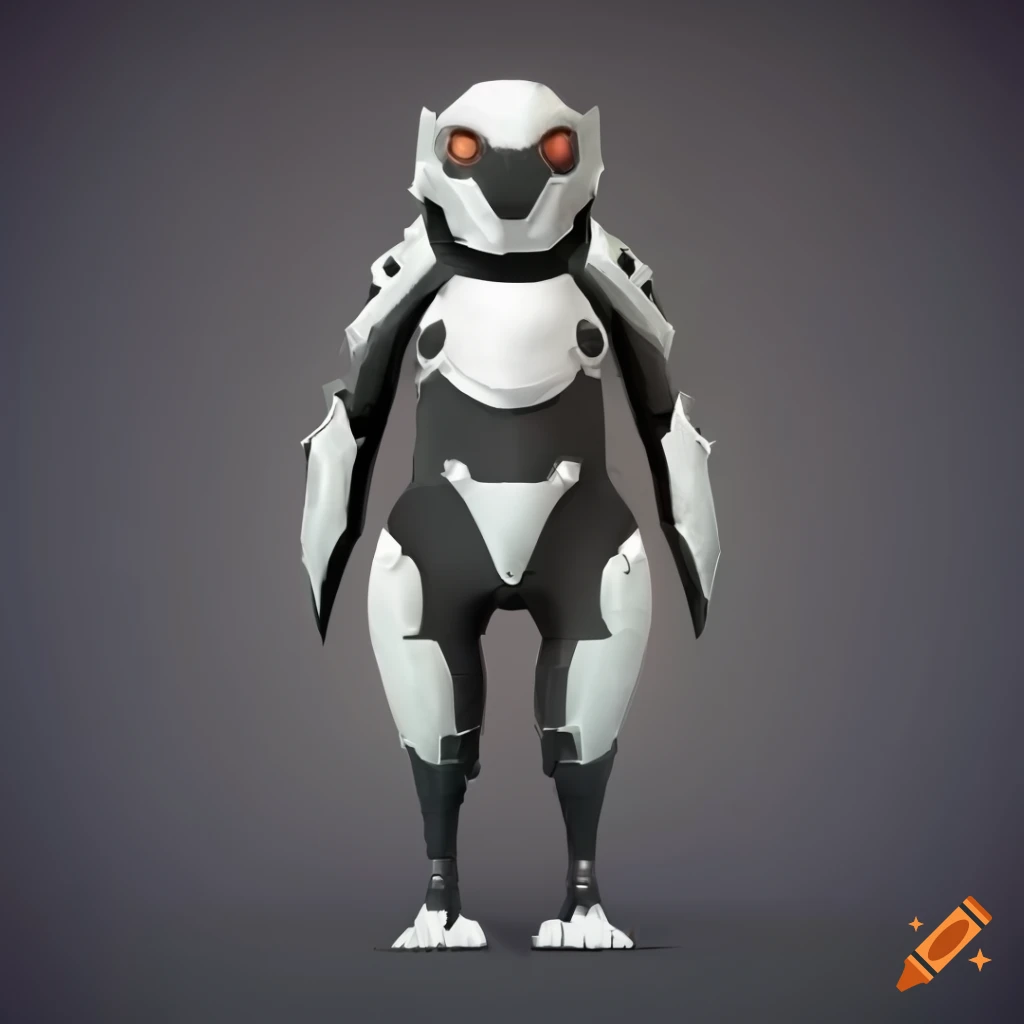 Cybernetic penguin armor with intricate design
