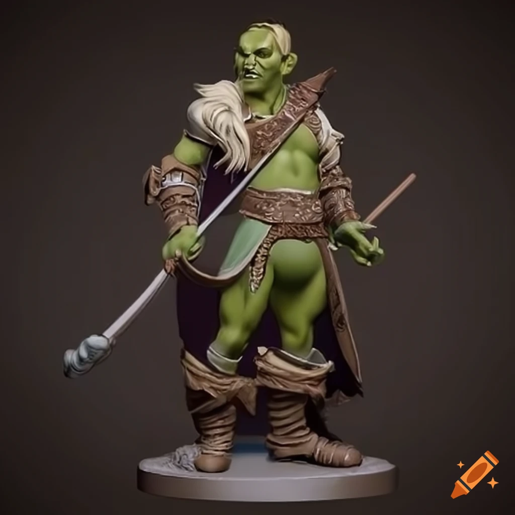 Blonde half-orc male bard character