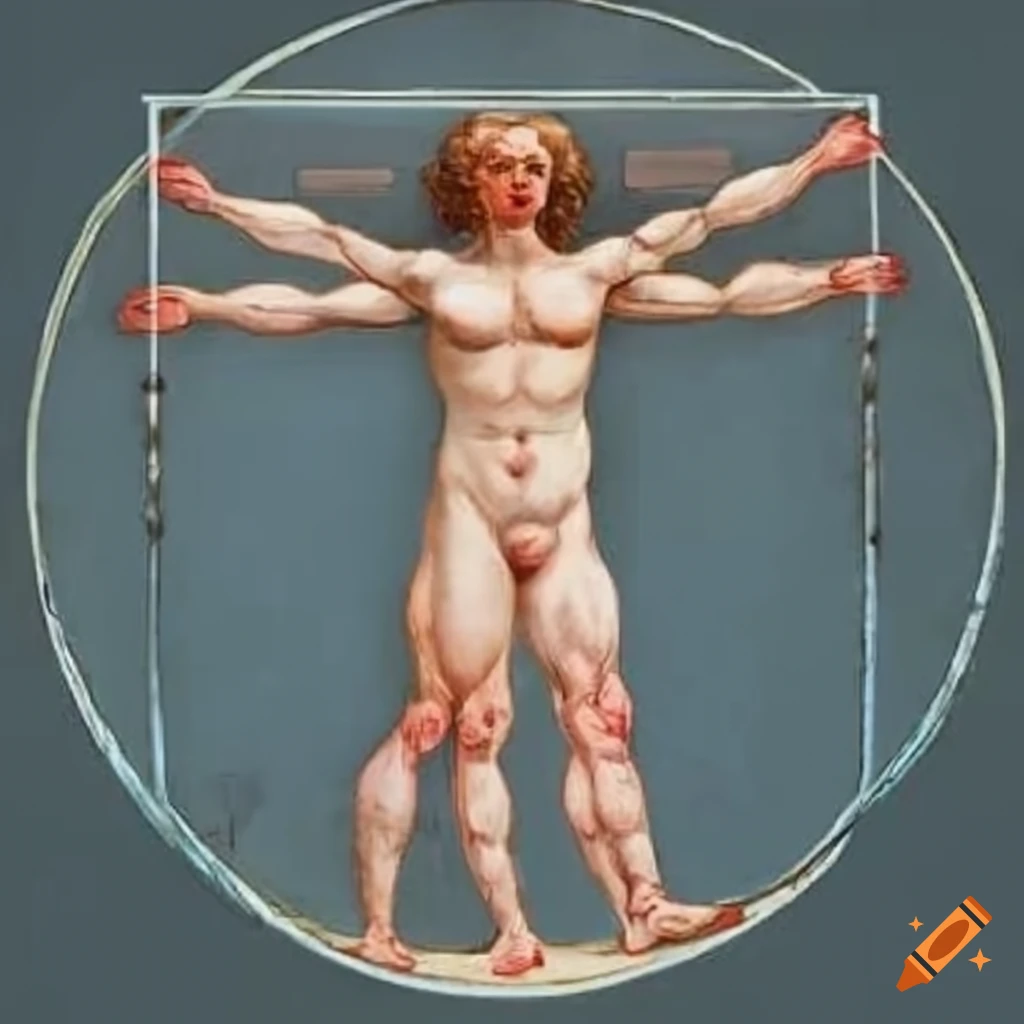 The Vitruvian Man in the style of the Toilet from Venus by Francois Boucher
