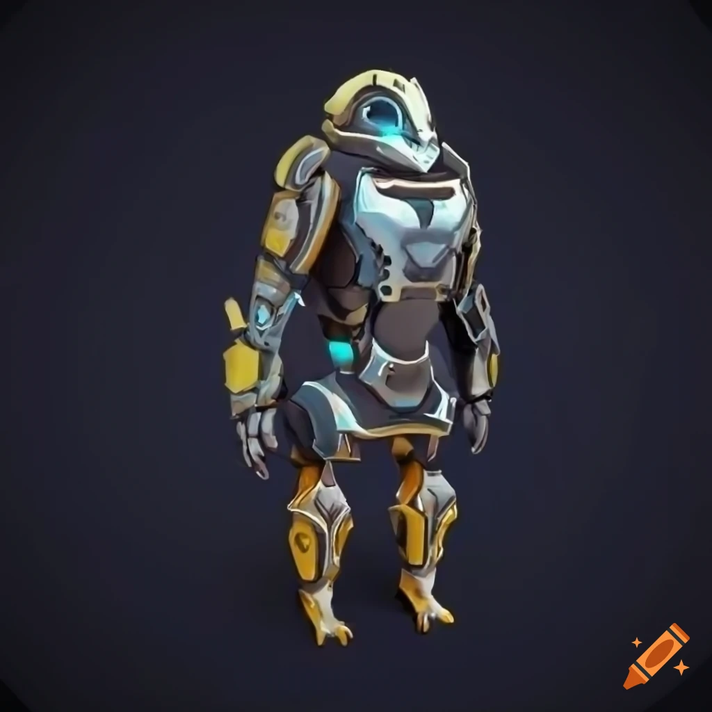 Cybernetic penguin armor with detailed design