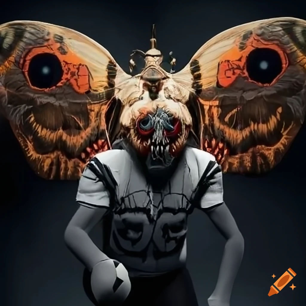 Mothman in football gear cheering