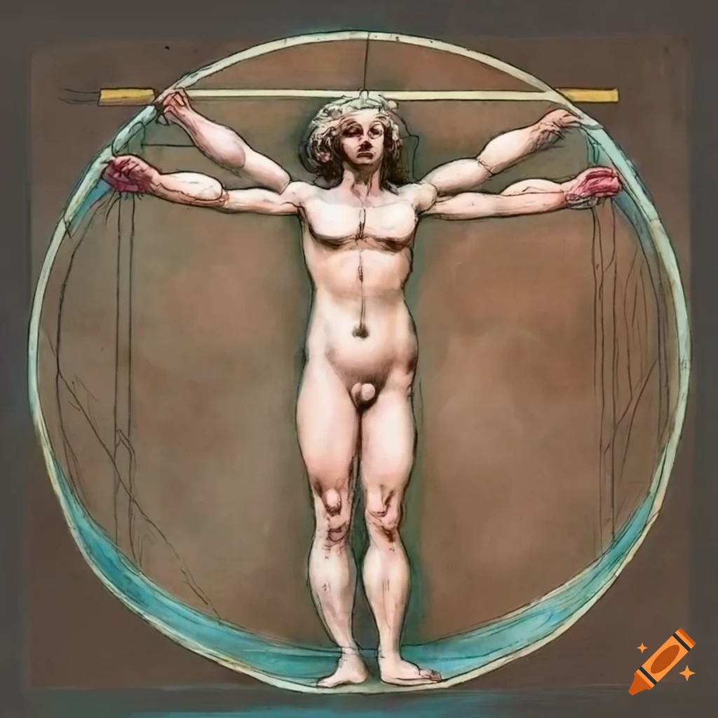 The Vitruvian Man in the style of the Toilet from Venus by Francois Boucher