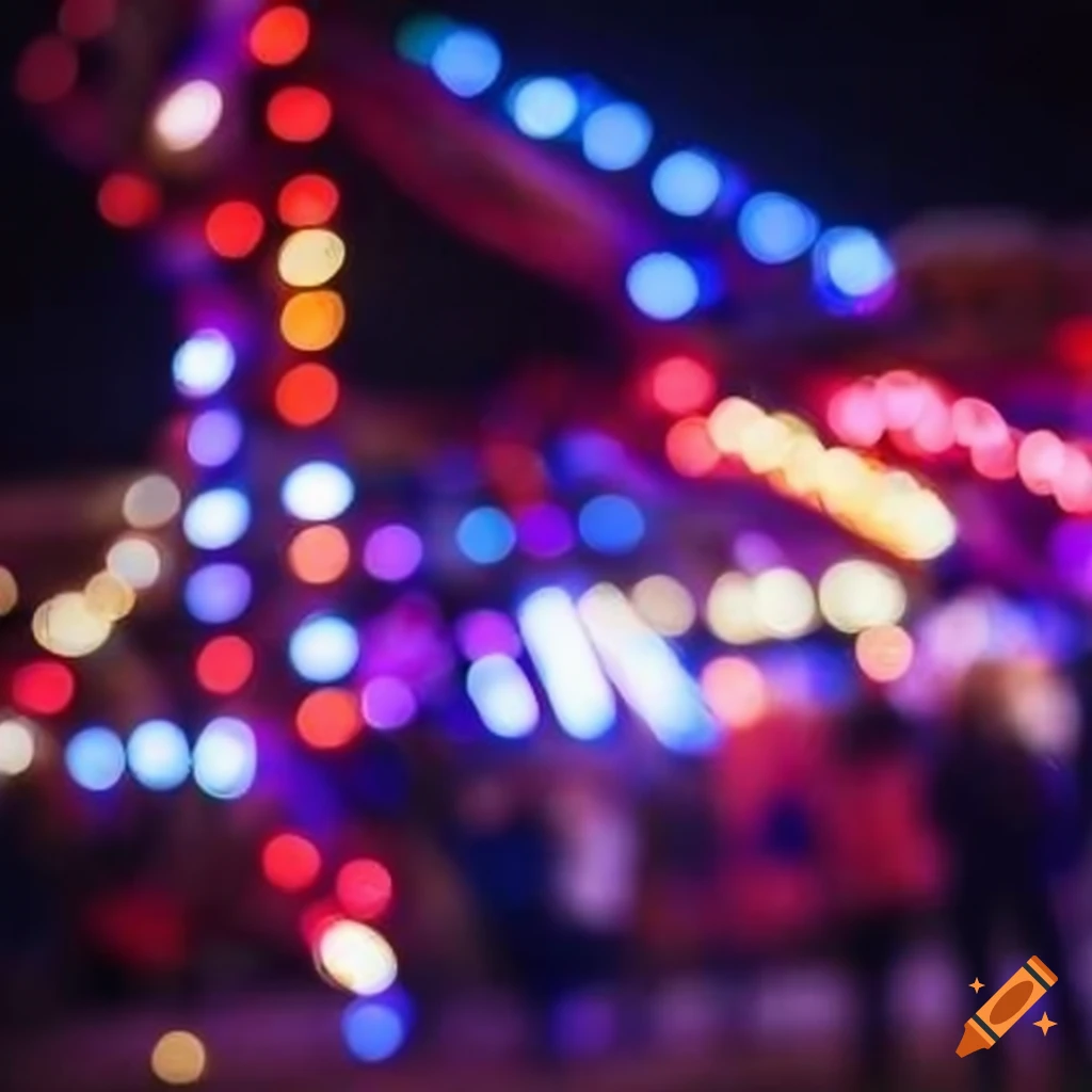 Blurred colorful party lights at a kermis