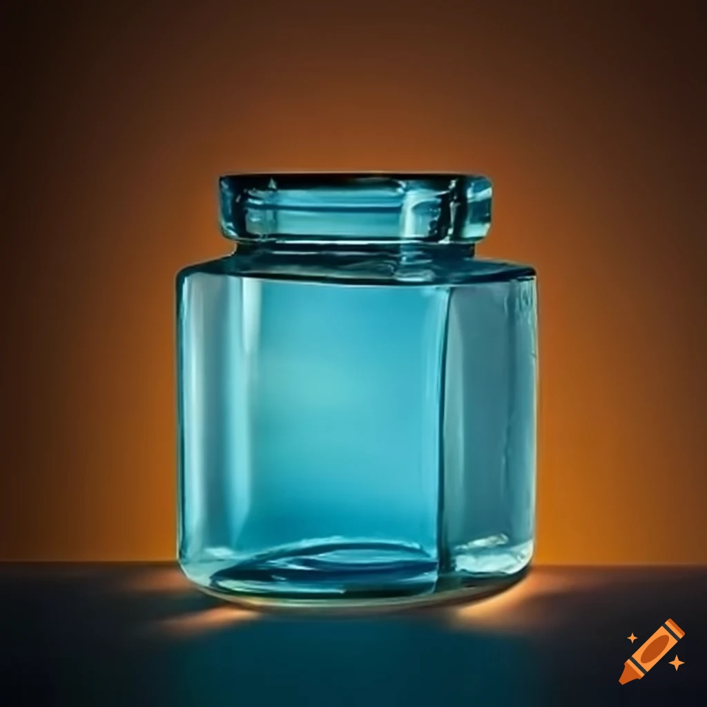 Transparent glass pot of water in square shape