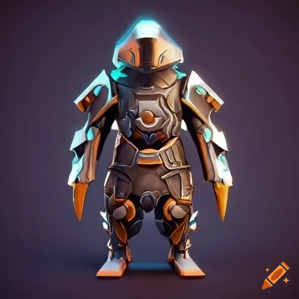 Cybernetic penguin armor with norse design