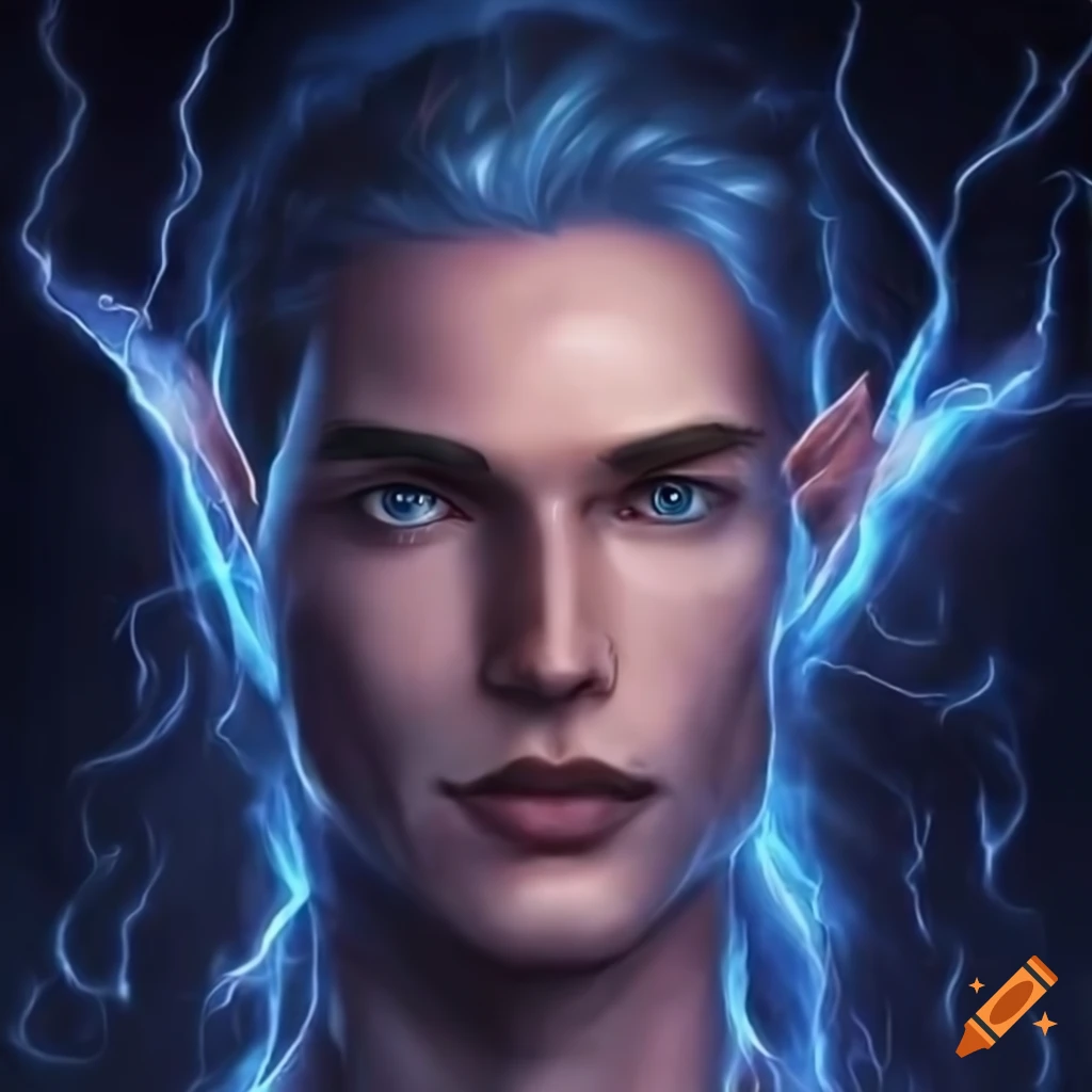 Male elven wizard casting elemental energies