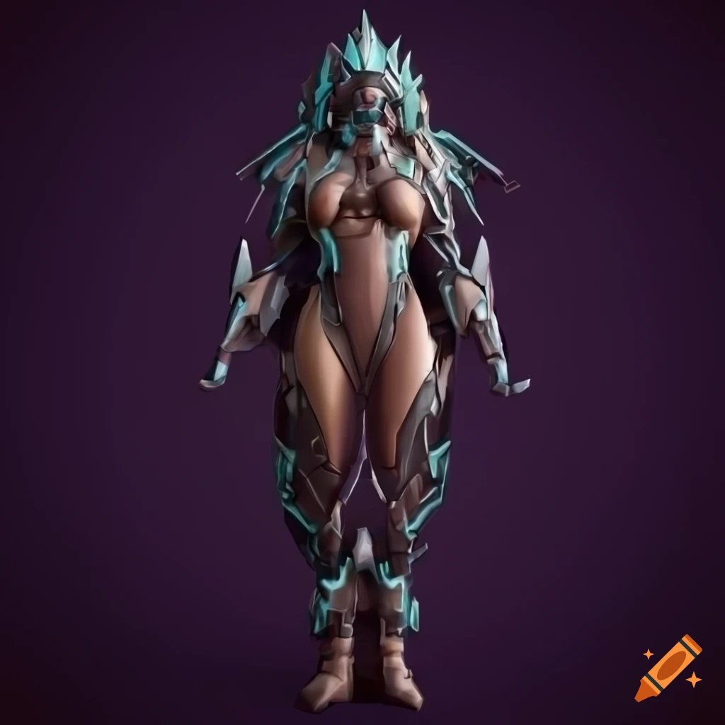 Cybernetic Aztec Shark Valkyrie in a stylized render