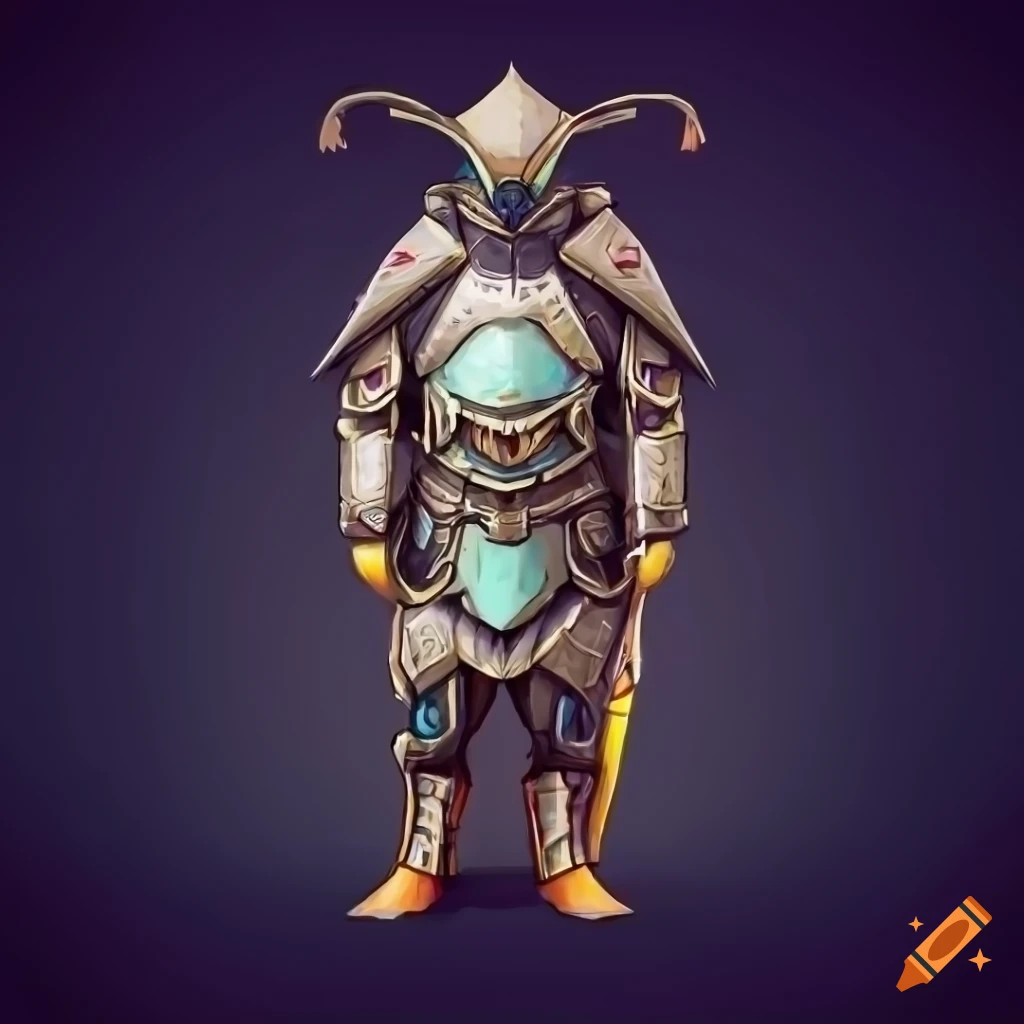 Cybernetic penguin in Norse-inspired armor design