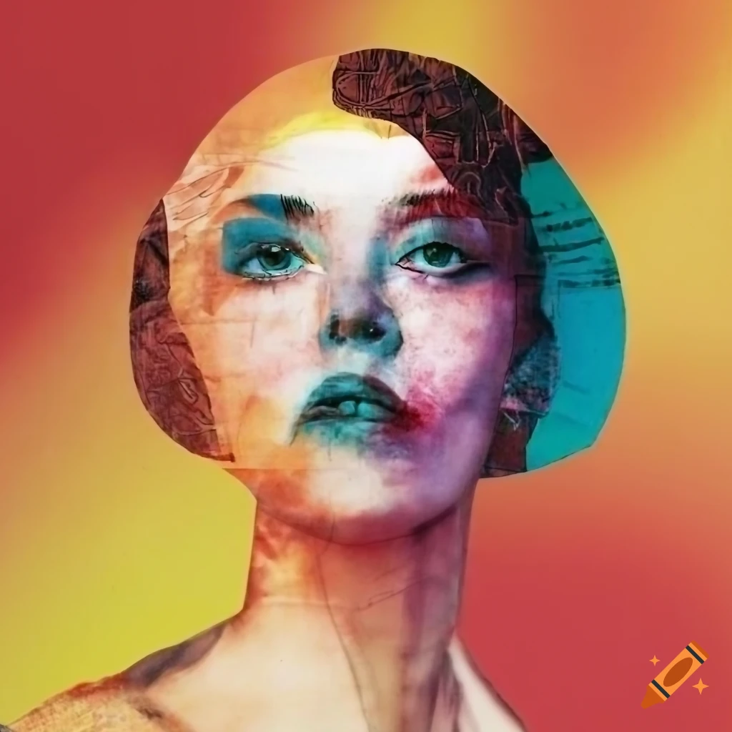 Picture of Collage art of woman with detailed textures and surrealistic undertones ...
