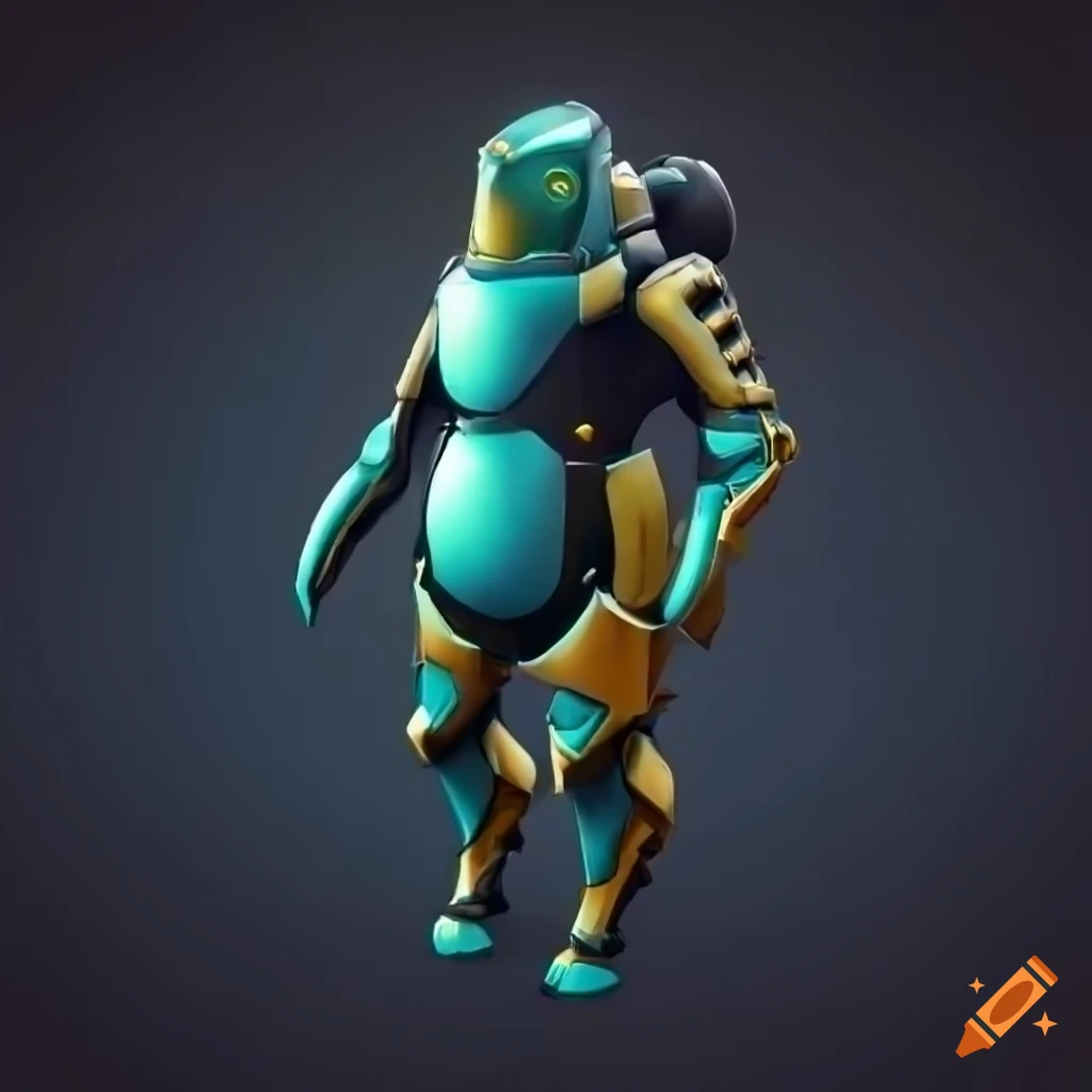 Cybernetic penguin armor with intricate design