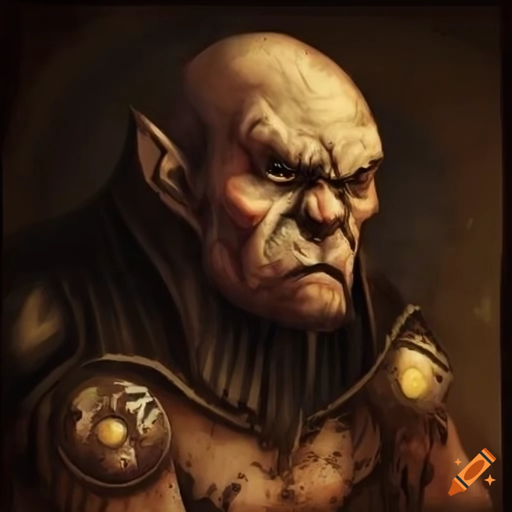 Fantasy barbarian with a metal plate in head wielding a greatsword