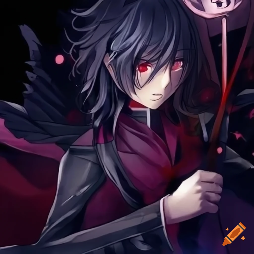 Anime boy with brown hair and sword in fantasy battle