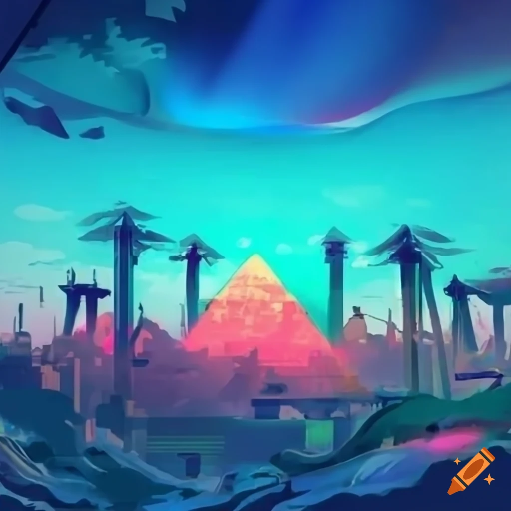 Egyptian pyramid skyline for mobile game background