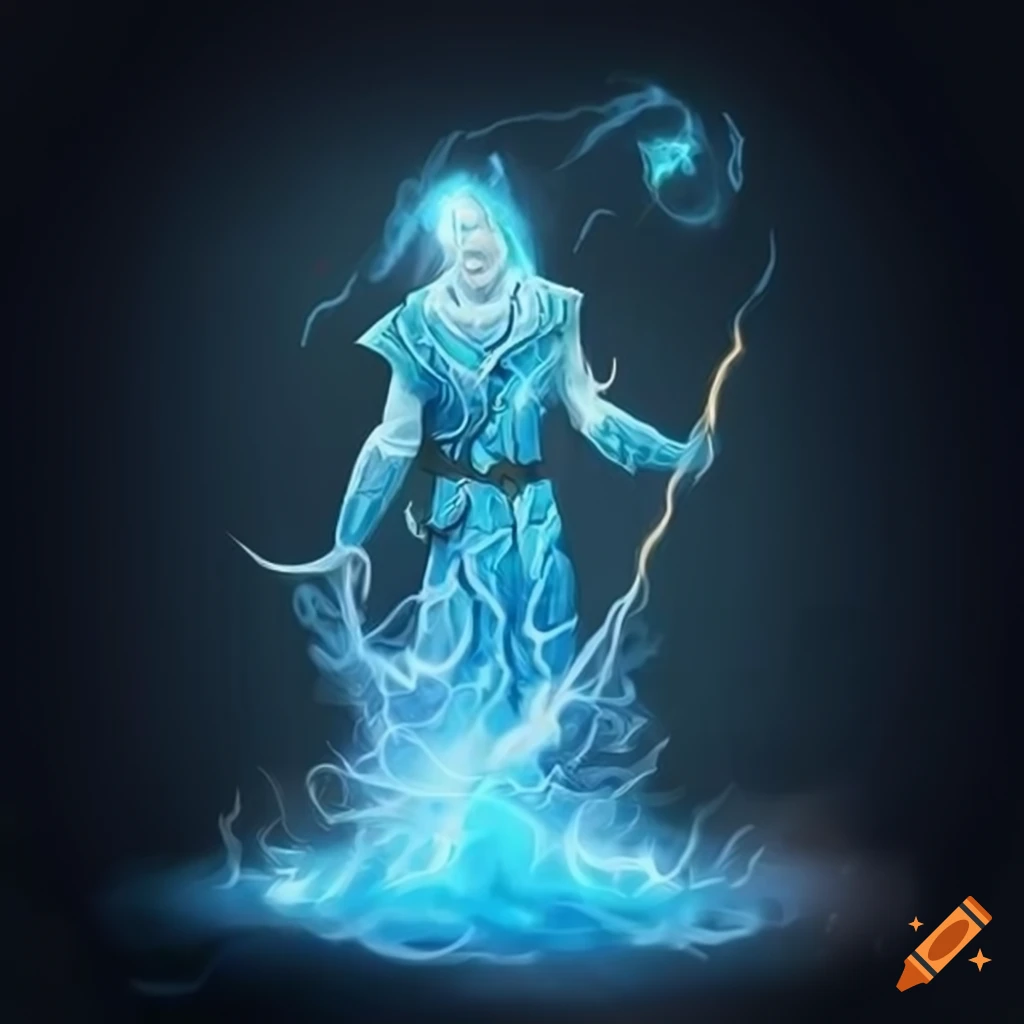 Male cleric wizard mage elf surrounded by elemental energies