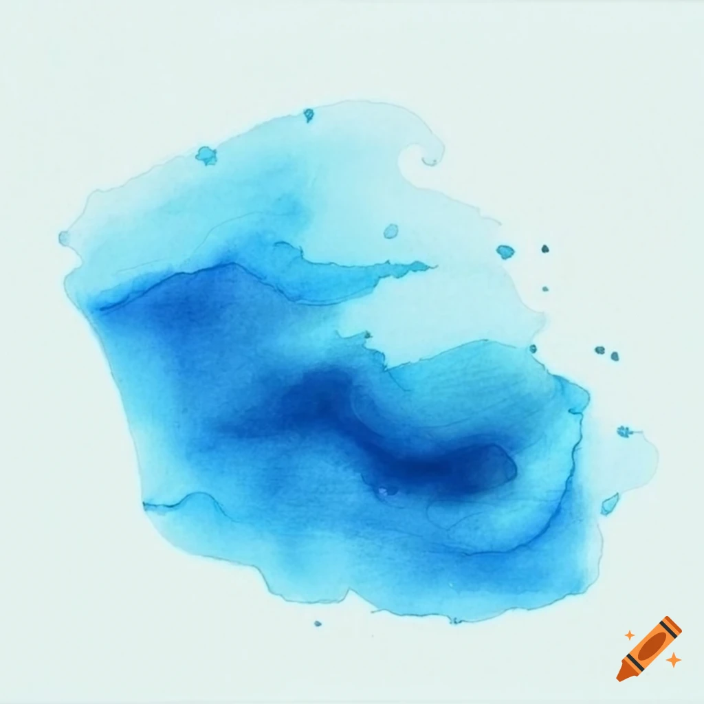 Blue watercolor wave with eye-shaped middle in a fantasy childlike style