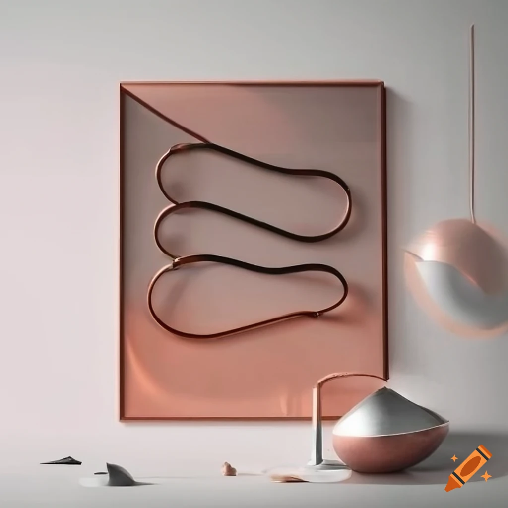 Beautiful minimalist wall art with copper and aluminum geometric shapes