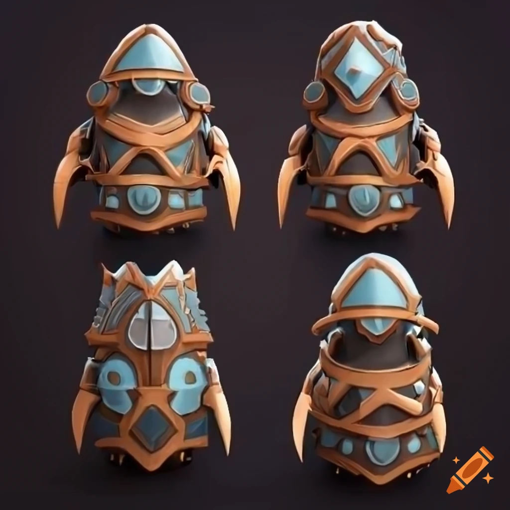 Stylized penguin in viking rocket armor design