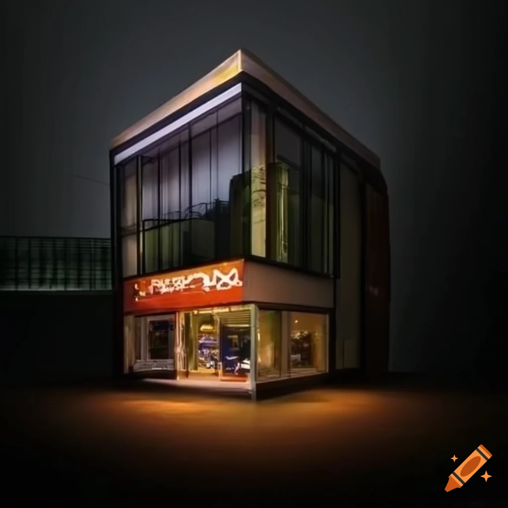 Commercial salon facade with modern colors and glass door