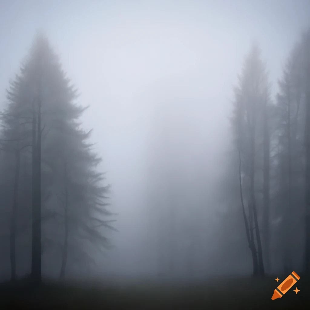 Trees covered by fog