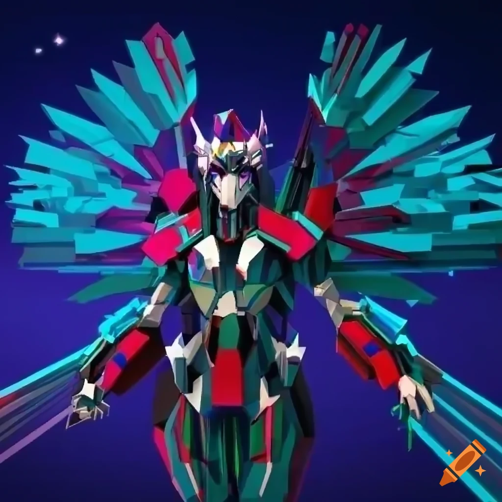 Intricate Low Poly Aztec Valkyrie Mecha