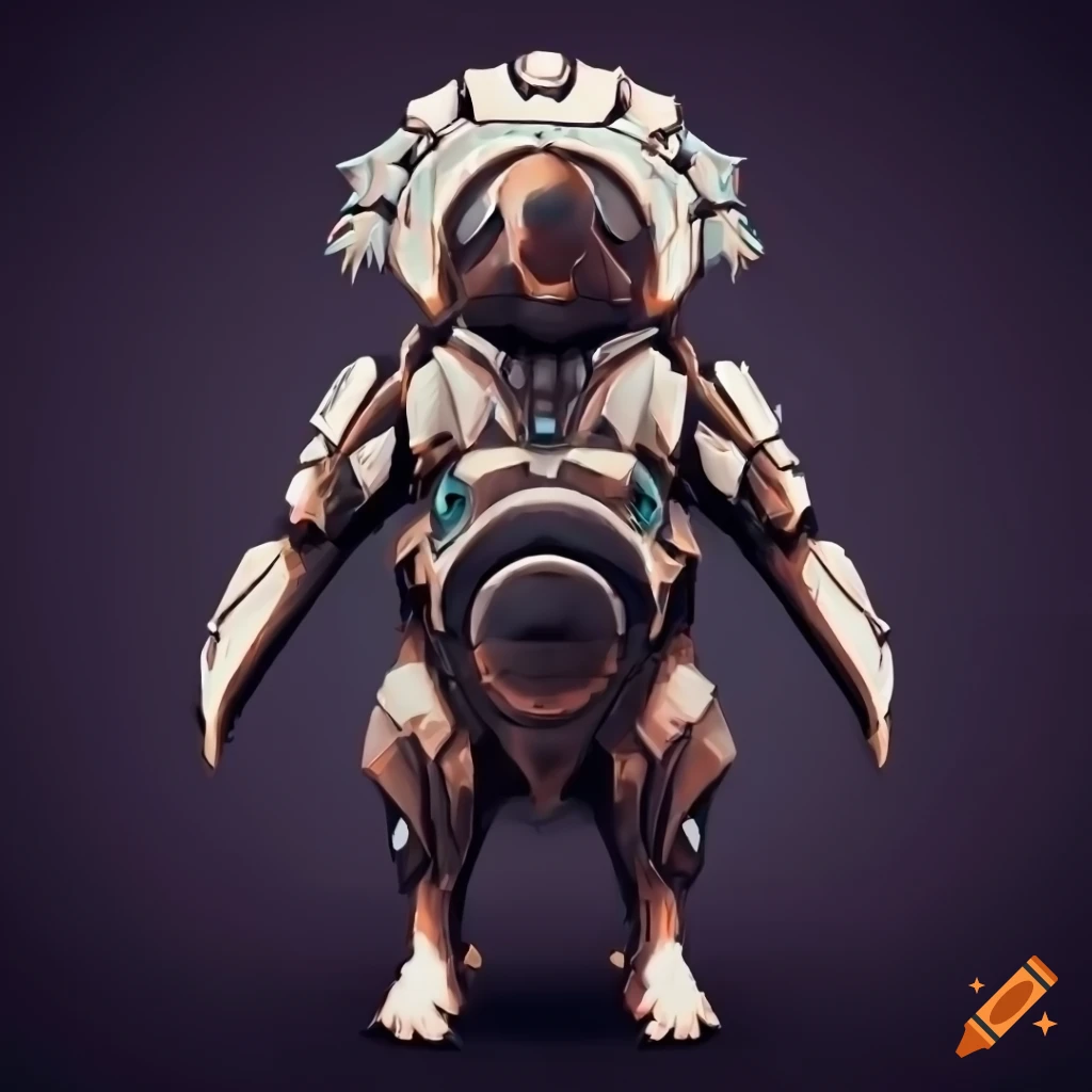 Cybernetic penguin armor with intricate design
