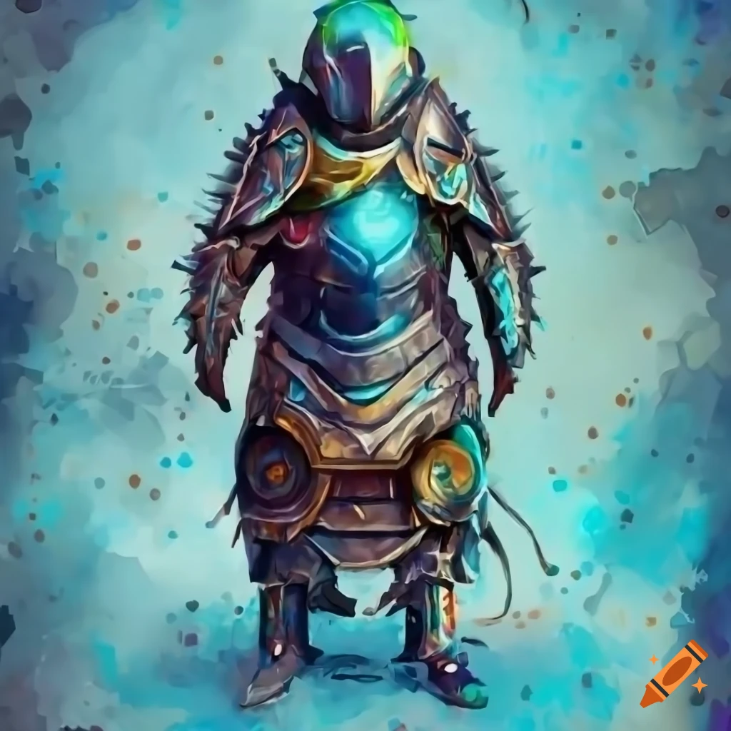 Cybernetic penguin armor with Norse design