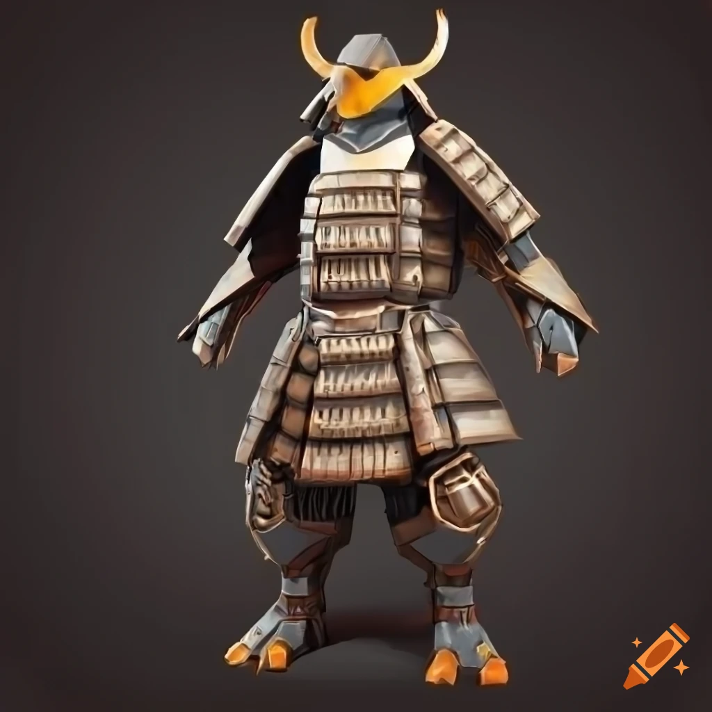 Stylized Norse Penguin Samurai in a Mecha Suit