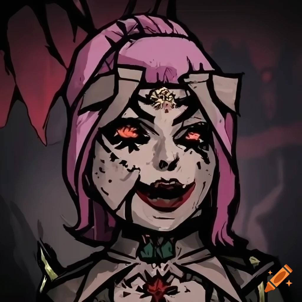 Vampire countess with claws in darkest dungeon art style
