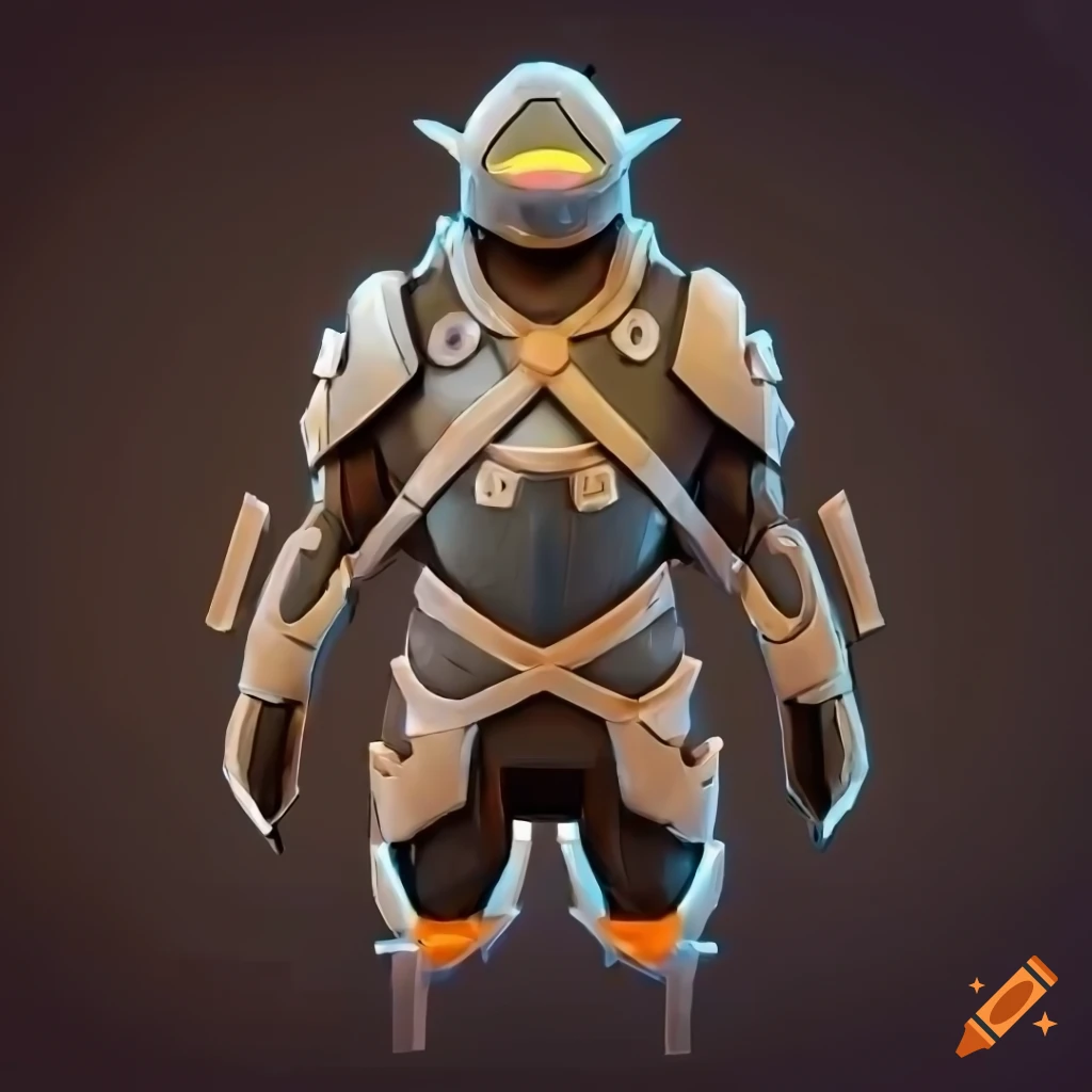Cybernetic penguin armor with Norse design