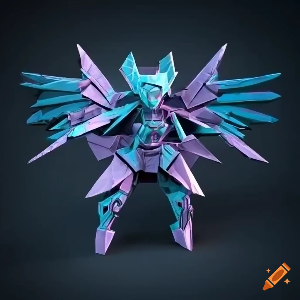 Intricate origami Aztec Valkyrie Mecha